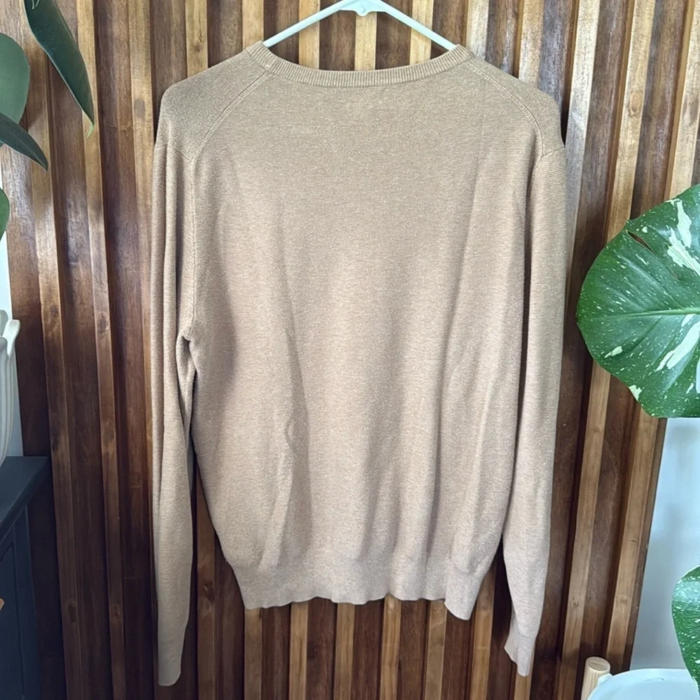 J CREW 100% Cotton Lightweight Knitted Tan Sweater. Size M
